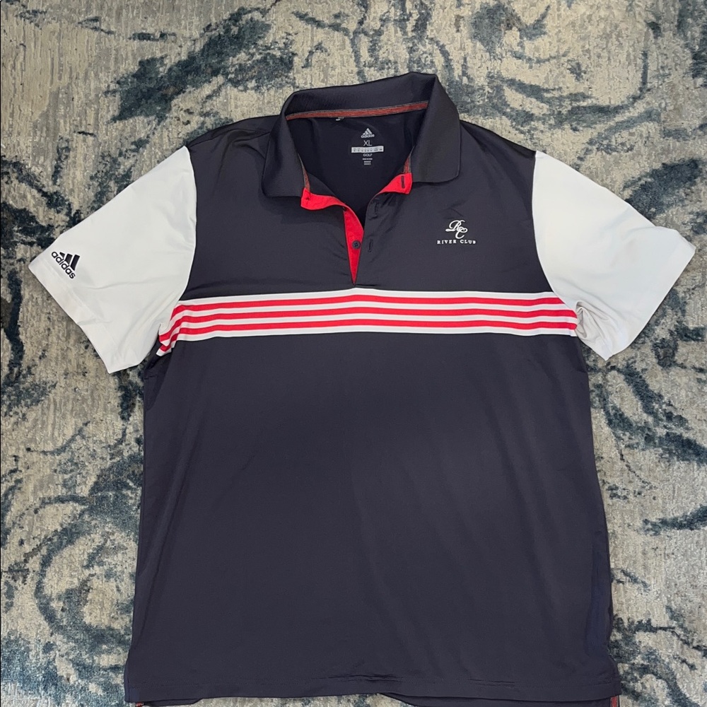 Adidas Men's Polo Shirt in Blue , White, and Red